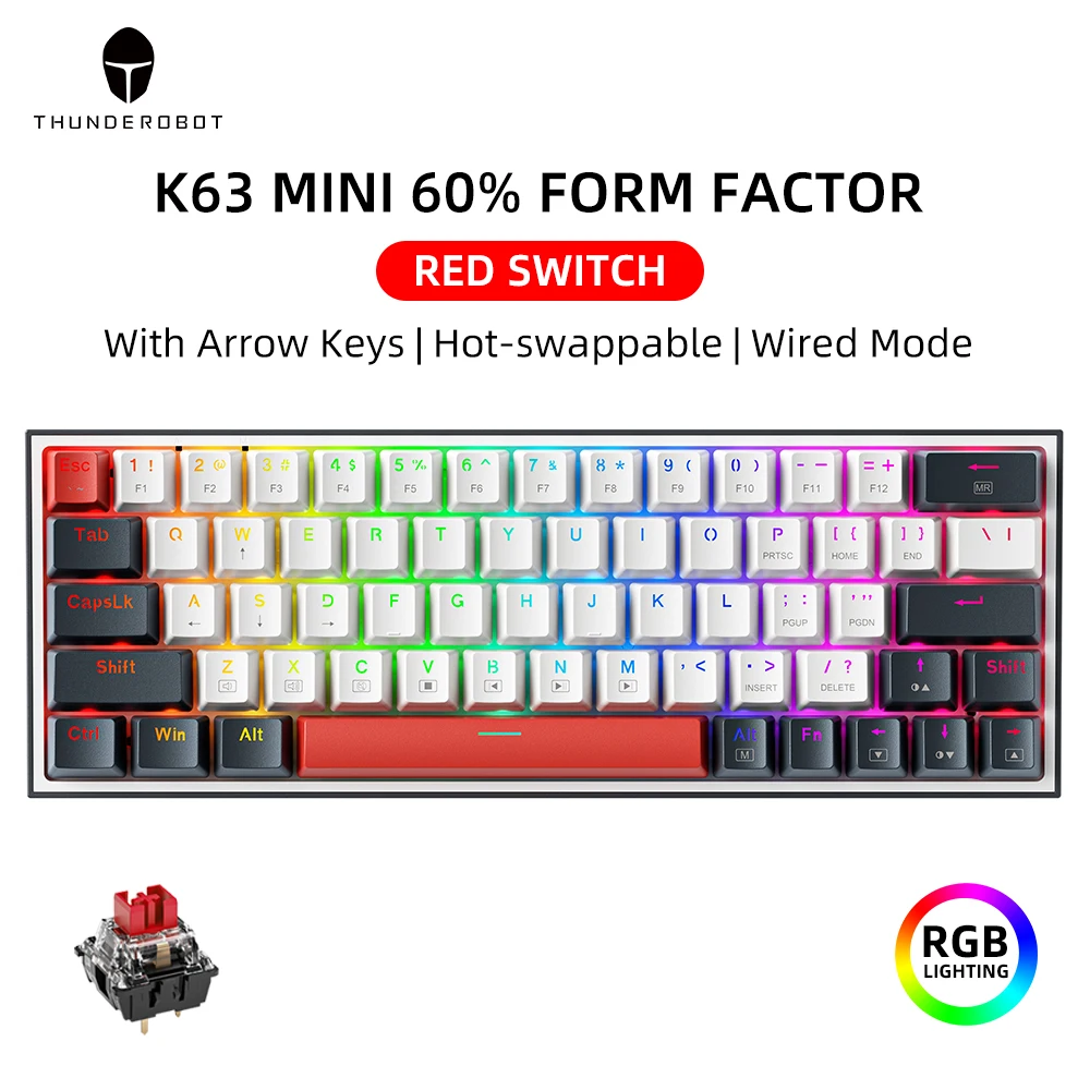 Machenike K500-B61 Mini Teclado Mecânico 60% ABNT2 Layout RGB Backlight Hot-swappable NKRO Wired Gaming Teclado Para PC Gamer