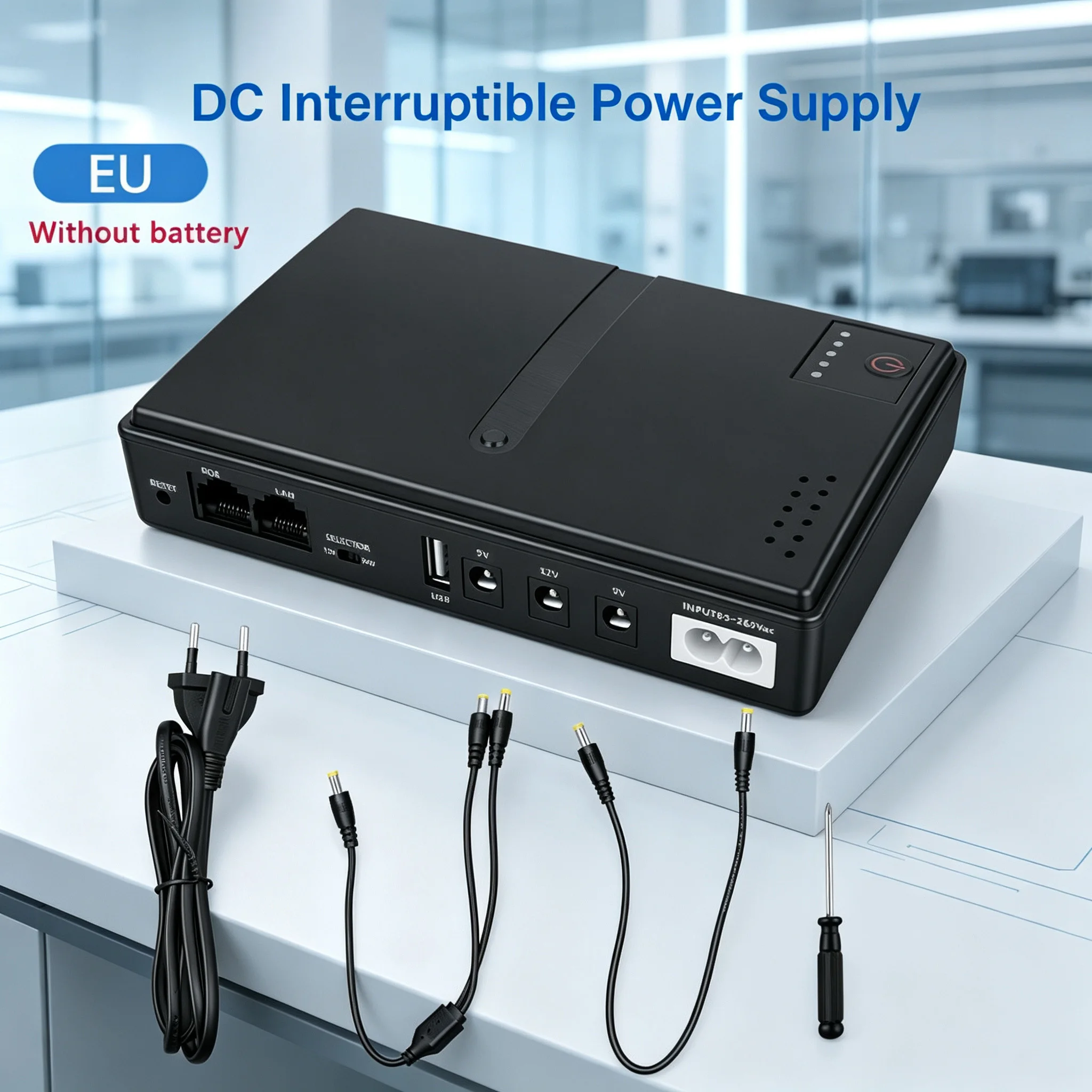 【Sem Bateria】Mini UPS DC Fonte de Alimentação Ininterrupta com Bateria Substituível 5V 9V 12V 220V para Roteador Wifi Modem Plugue EU