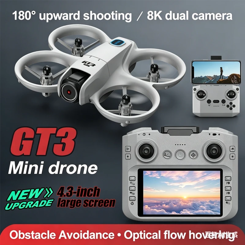 Mini Drone 2026 GT3/GT3 MAX Drone 8K HD com Controle Remoto e Modo Headless Helicóptero 360 ° Brinquedos Quadcopter Flip para Crianças, Presentes para Crianças