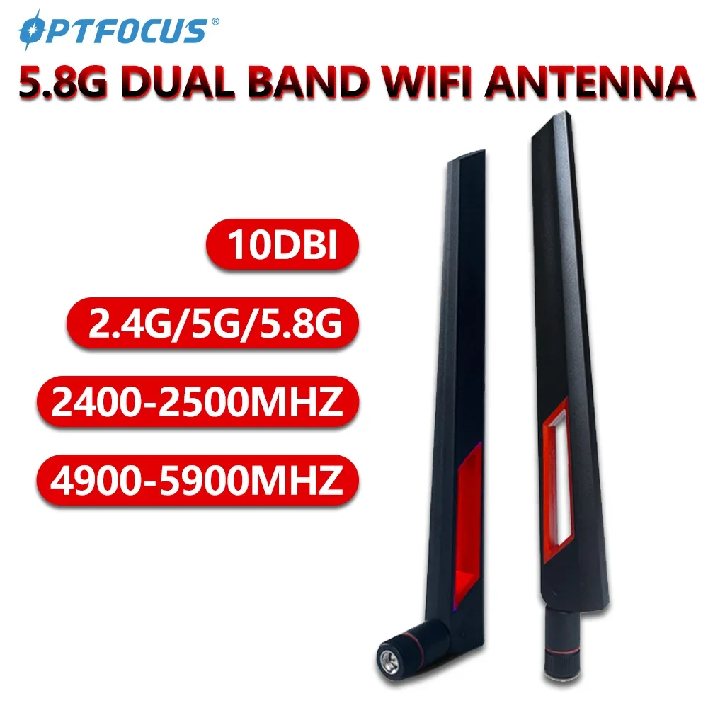 OPTFOCUS 2pcs 10DBI Antena WIFI 2.4G 5G 5.8Ghz Antena de roteador de banda dupla SMA RP-SMA Amplificador de sinal OPTFOCUS 2pcs 10DBI Antena WIFI 2.4G 5G 5.8Ghz Antena de roteador de banda dupla SMA RP-SMA Amplificador de sinal