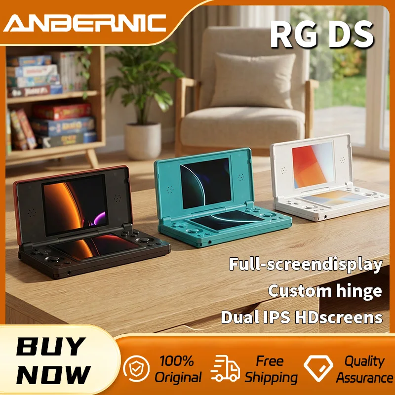 Console de Videogame Portátil Anbernic RG DS 2026 em Promoção: Tela IPS Dupla de 4 Polegadas, Android, Bateria de 4000mAh, Player de Jogos Flip