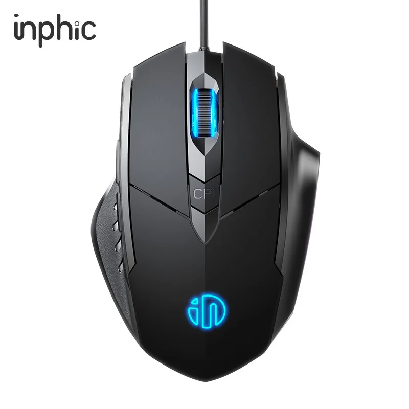 Mouse com Fio Inphic W1 para Jogos Esportivos, Mouse Silencioso para Escritório, com Opções de Três e Seis Botões