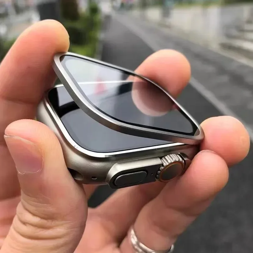Vidro temperado para apple watch ultra 49mm, estrutura de metal de titânio, película anti-arranhões para série ultra 2, acessórios protetores de tela Vidro temperado para apple watch ultra 49mm, estrutura de metal de titânio, película anti-arranhões para série ultra 2, acessórios protetores de tela
