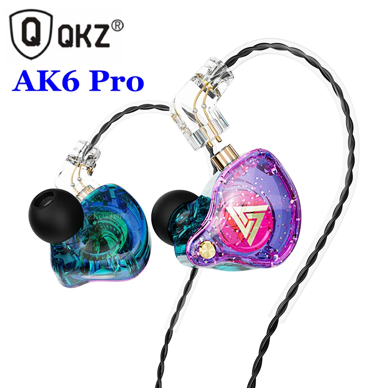 QKZ-AK6 Pro auscultadores com fio destacáveis com microfone, cobre Driver, Hifi fone de ouvido, música Earbuds, Headset Gamer, fone de ouvido, retorno