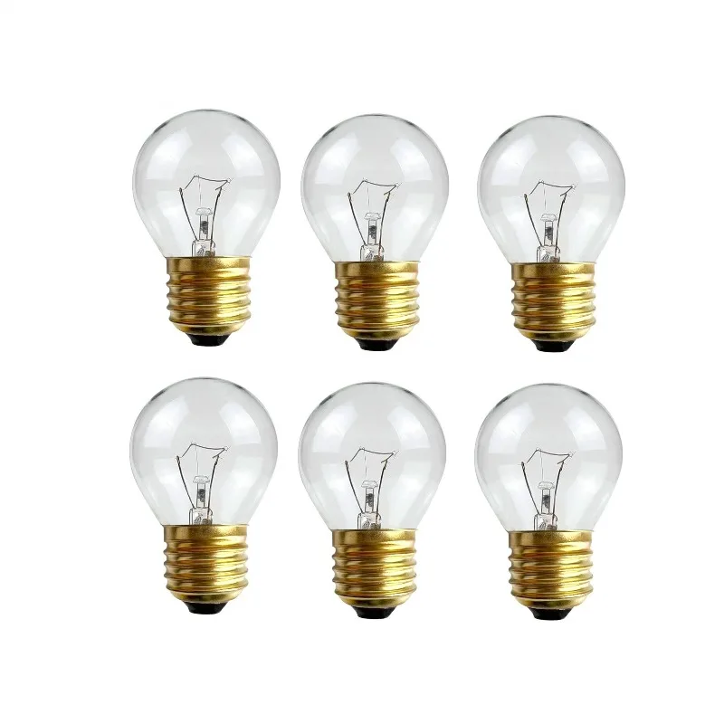 6 pacote g45 bola de golfe mini globos lâmpadas redondas 40 watts e27 pequeno aparelho substituição incandescente para forno microondas