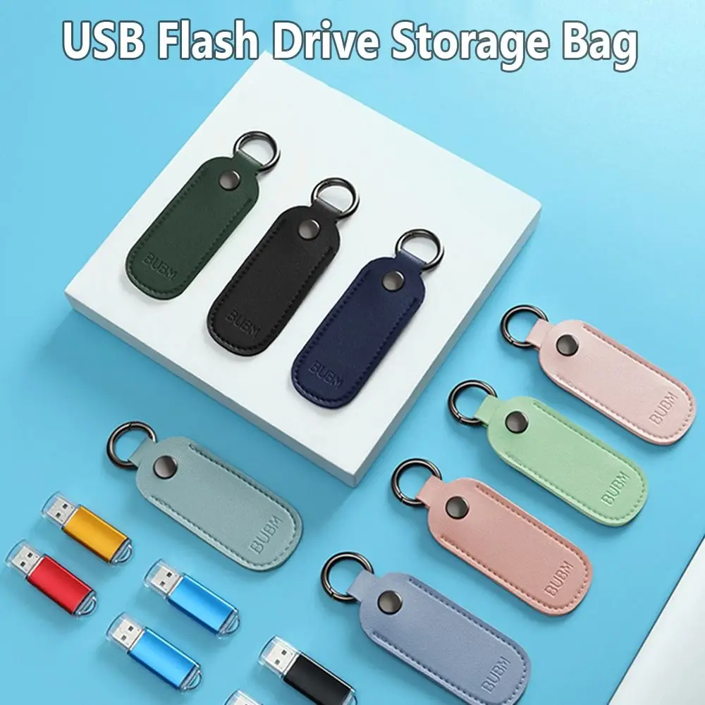 Couro u disco bolsa chaveiro titular usb flash drive saco de armazenamento pendrive capa protetora caso memória vara