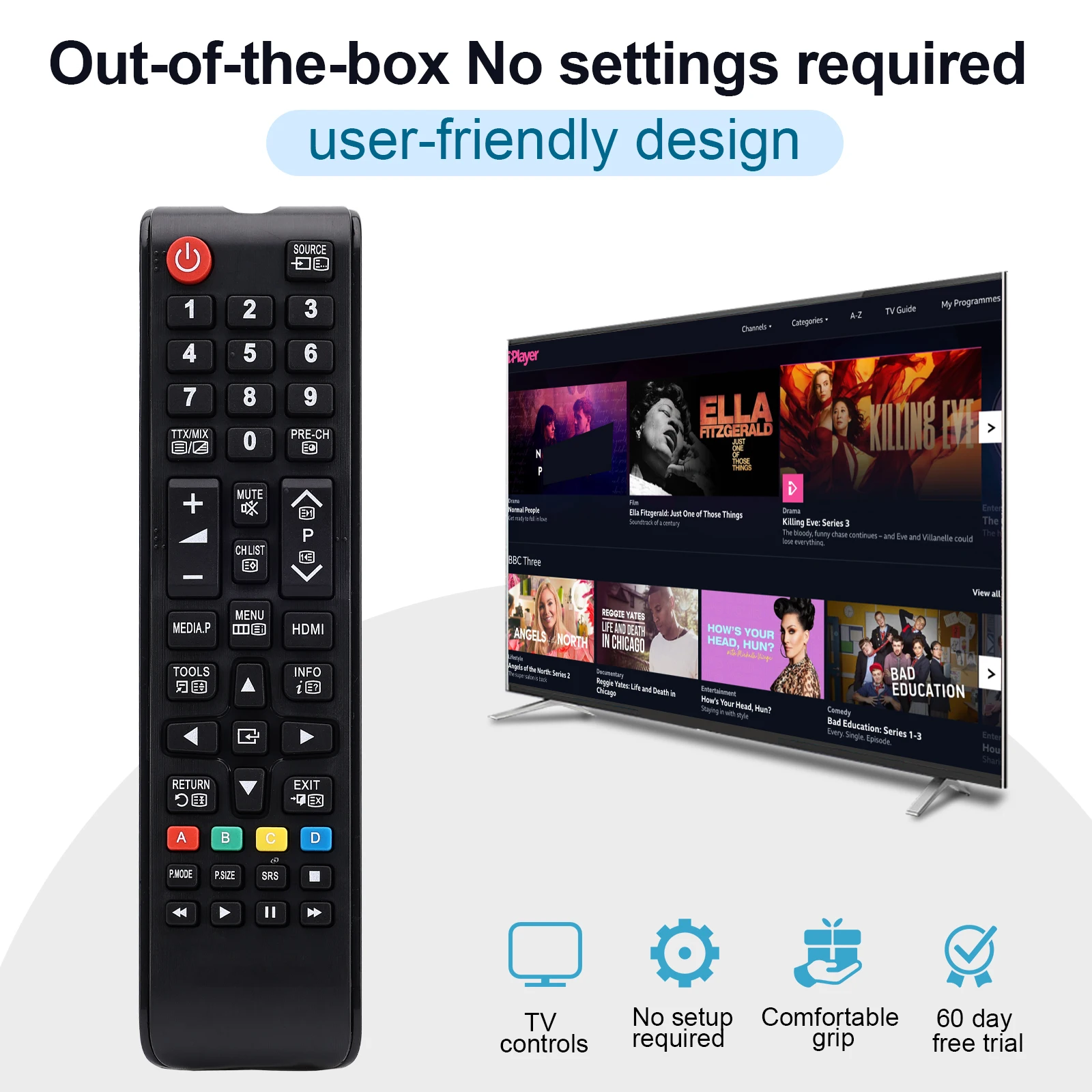 Controle Remoto Universal para TV Samsung, DVD e Smart TV - Compatível com Modelos AA59-00603A, AA59-00741A, AA59-00496A, AA59
