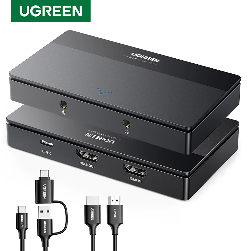 Placa de captura de vídeo UGREEN HDMI 4K60Hz HDMI para USB/Tipo-C Caixa de captura de vídeo para câmera de computador Gravação de transmissão ao vivo Reunião