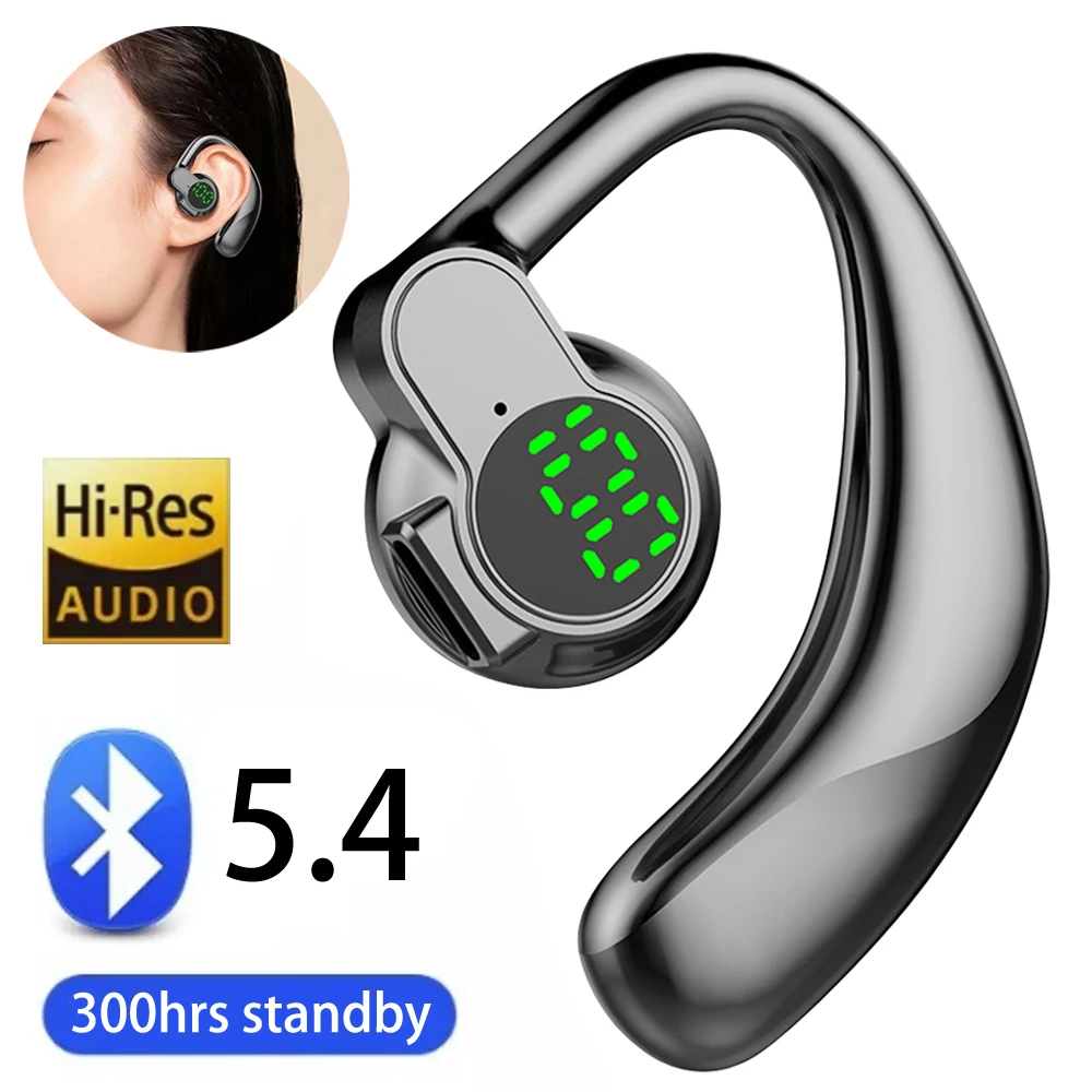 Fones de ouvido sem fio bluetooth 5.4 gancho de orelha com microfone handsfree hd chamada com cancelamento de ruído fone de ouvido para dirigir