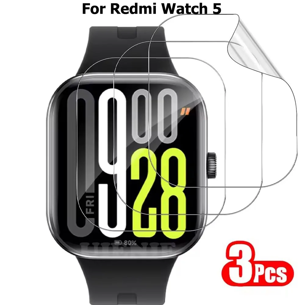 3 pçs tpu filmes de hidrogel para redmi relógio 5 cobertura filme proteção claro smartwatch protetor de tela guarda acessórios
