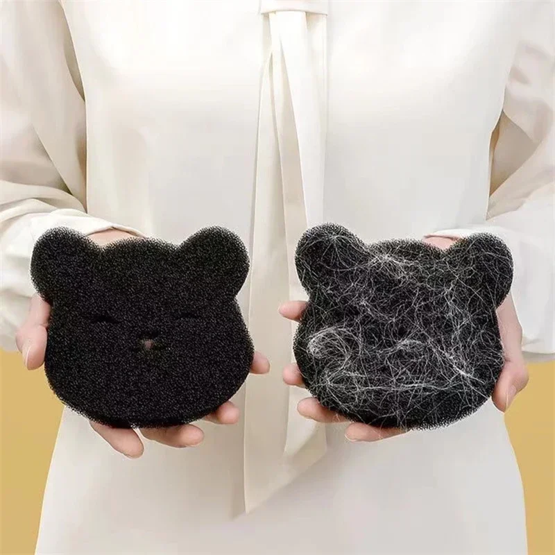 2/4/8pc removedor de pêlos de animais de estimação forma de urso bola de lavanderia máquina de lavar coletor de fiapos roupas reutilizáveis sofá gato cão esponja de limpeza de pêlos