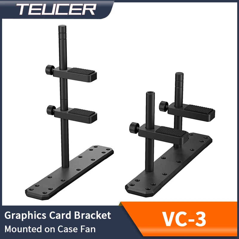Teucer VC-3 suporte para placa gráfica de liga de alumínio, acessórios para caixa de computador, suporte para placa de vídeo gráfica para ventiladores de 12/14cm
