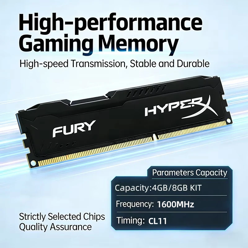 Memória Kingston DDR3 Kit 8GB(2x4GB) 16GB(2x8GB) 1600MHz RAM para Desktop 1.5V DIMM PC3-12800