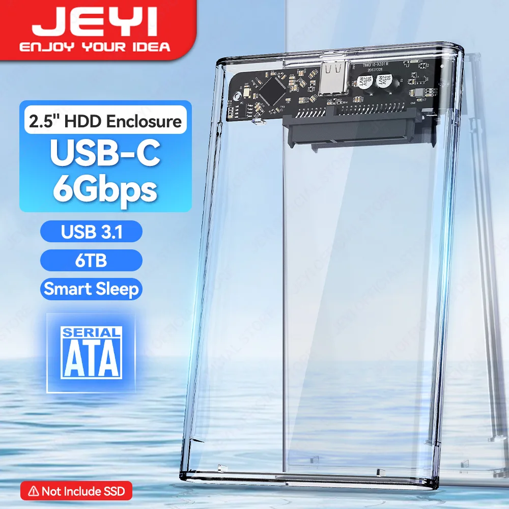 JEYI Gabinete de disco rígido externo de 2,5 ''com adaptador de caixa HDD USB 3.1 6 Gbps UASP + TRIM protocolo duplo SATA HDD para PC laptop