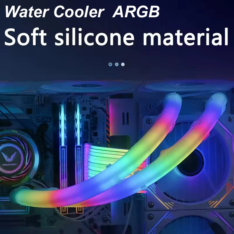 Tubo macio argb colete cpu refrigerador de água líquida placa-mãe controlado tubo de radiador de refrigeração 5v 3pin argb computador caso decoração mangueira pi