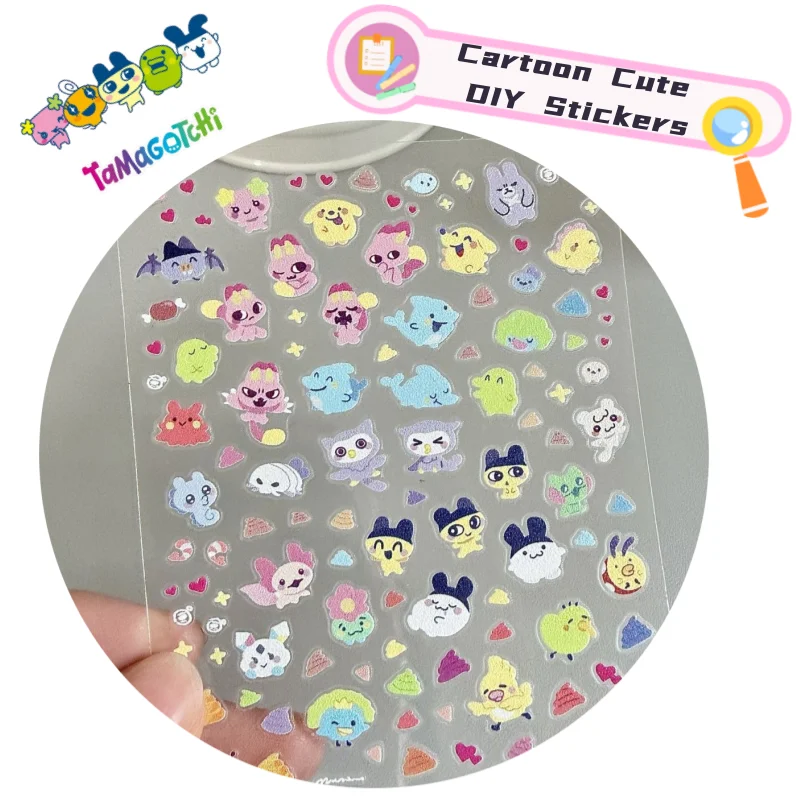 Adesivos de Unha Tamagotchi Mametchi Kuchipatchi: Adesivos Decorativos DIY de Alto Valor, Frescos, Fofos e com Desenhos Animados para Cadernos e Capas de Celular