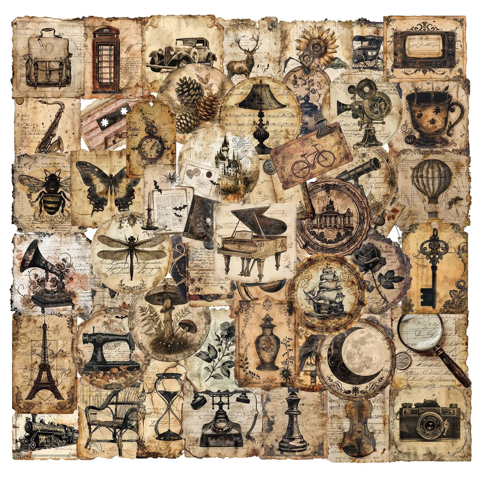 10/25/50 pçs estética retro arte adesivos decalques para diy à prova dwaterproof água notebook scrapbooking mala garrafa de água telefone portátil
