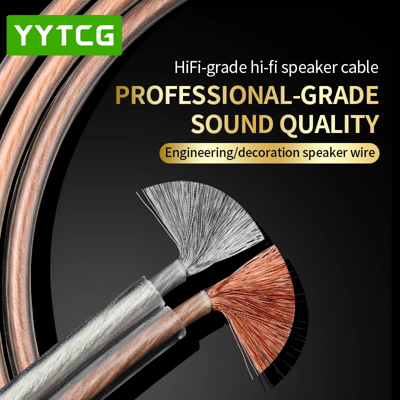 Cabo de Áudio HIFI DIY YYTCG, Cabo de Alto-falante de Cobre Puro OFC Livre de Oxigênio para Estéreos Automotivos, Caixas de Som para Home Theater, Som Surround