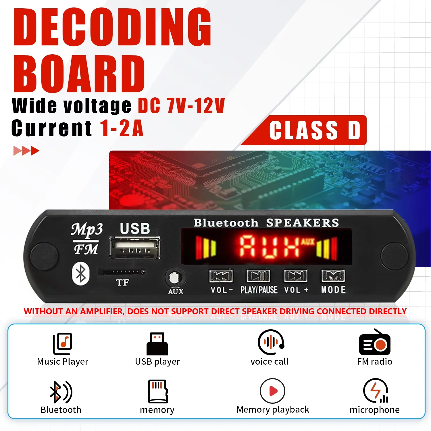 Carro diy 5.0 bluetooth mp3 wav placa decodificadora dc 12v sem fio usb mp3 leitor música slot para cartão tf fm aux com microfone controle handsfree