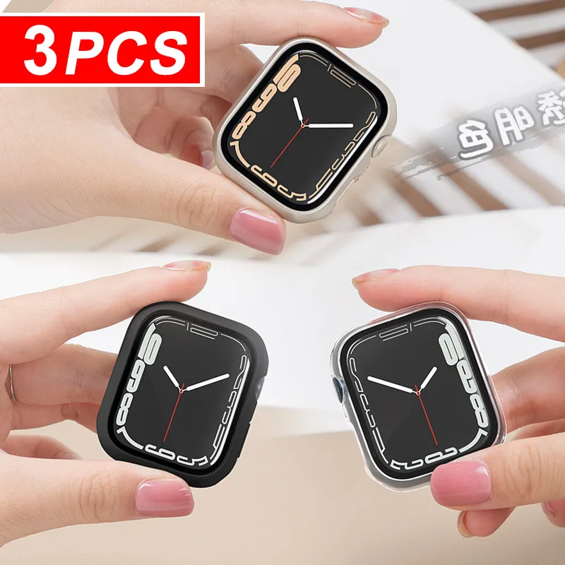 3 pçs capa de vidro temperado para apple watch protetor de tela caso 9 8 7 6 5 4 3 se 40mm 41mm 46mm 45mm 10 42mm 38mm acessórios 3 pçs capa de vidro temperado para apple watch protetor de tela caso 9 8 7 6 5 4 3 se 40mm 41mm 46mm 45mm 10 42mm 38mm acessórios