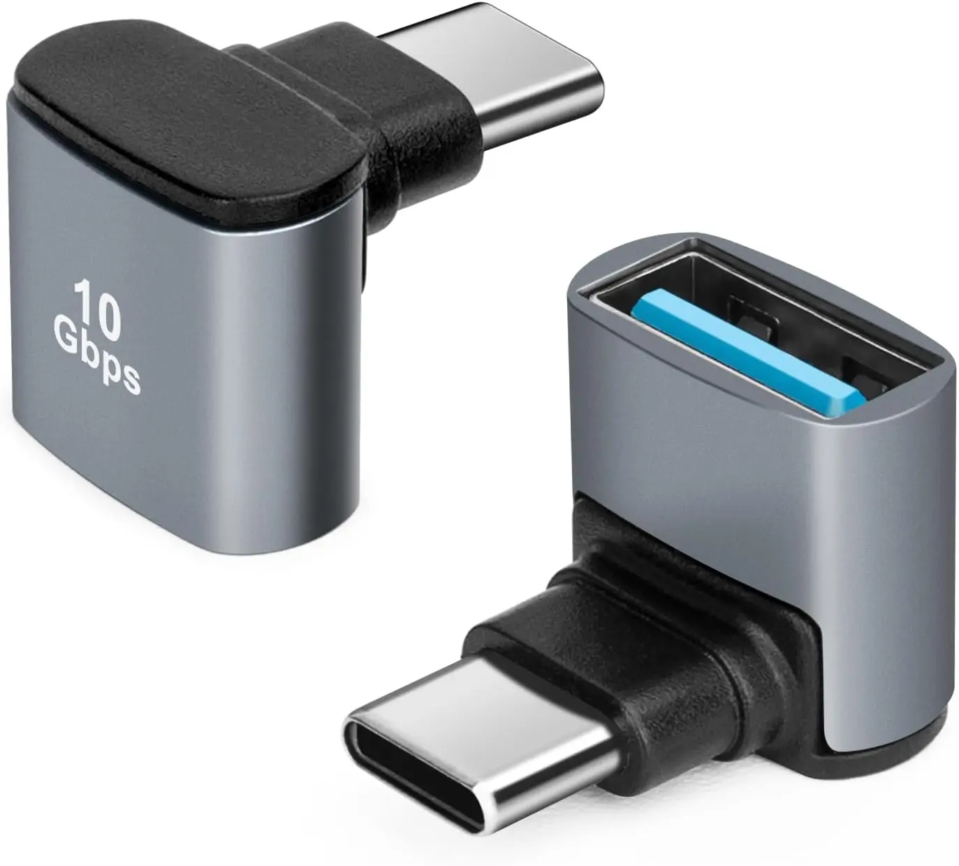 Adaptador usb c para usb 3.1 otg de 90 graus, ângulo reto tipo c para usb, transferência de dados de 10gbps para smartphone, tablet e laptop