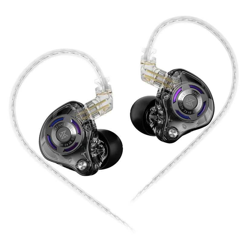 KZ Gale in Ear Fone de ouvido HIFI Bass Gaming Fone de ouvido dinâmico Cabo destacável de 2 pinos