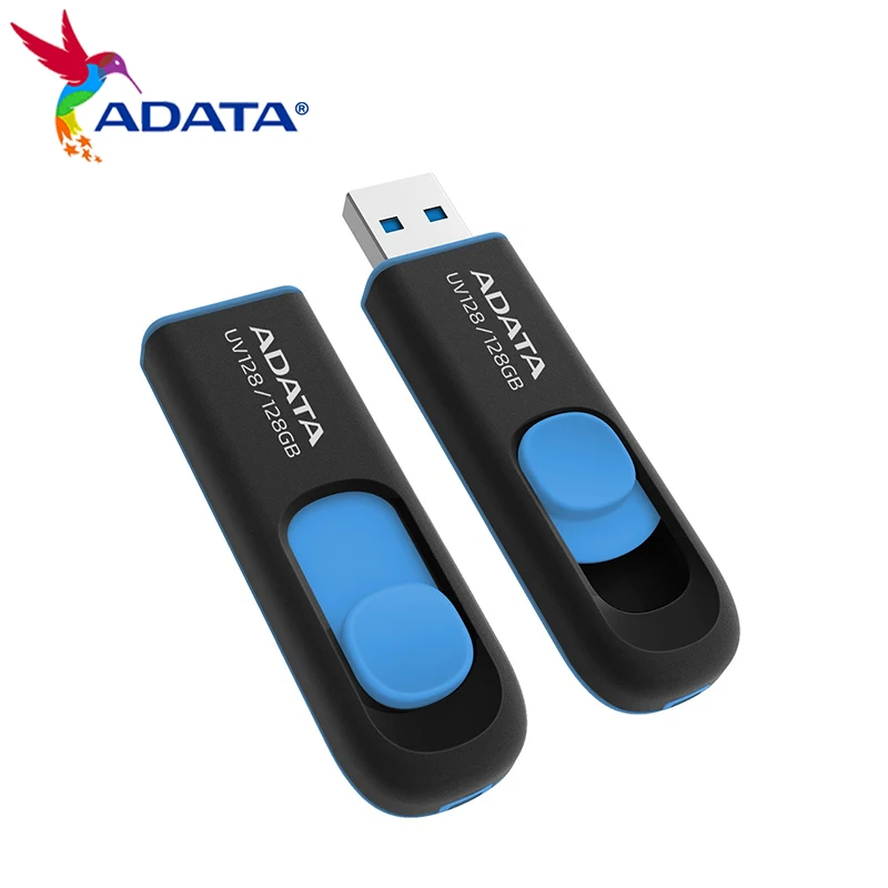Pen Drive Original ADATA UV128 USB 3.2, Memória Flash de 128GB, 32GB, 64GB, Disco de Armazenamento USB Portátil Preto
