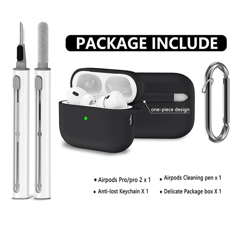 Capa para Apple Airpods Pro, Acessórios para Fones de Ouvido, Capa de Silicone para Air Pod Pro 2 com Kit de Limpeza