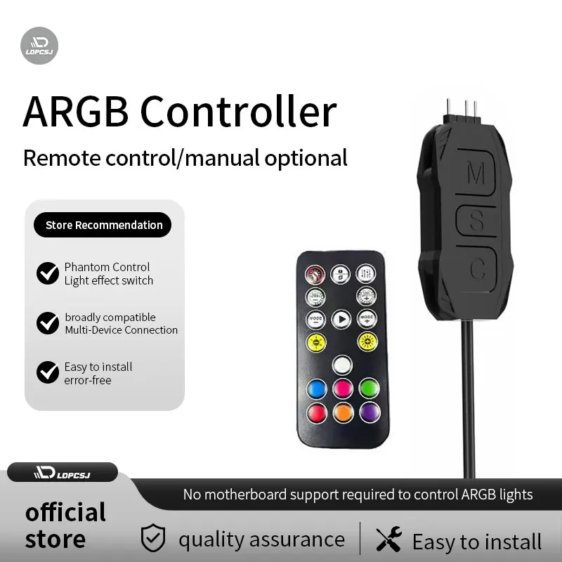 LDPCSJARGBController 5V 3pin para SATA fonte de alimentação Mini RGB Controller 3PIN Hub para computador Cpu Case Cool Fan LED Light Radiator LDPCSJARGBController 5V 3pin para SATA fonte de alimentação Mini RGB Controller 3PIN Hub para computador Cpu Case Cool Fan LED Light Radiator