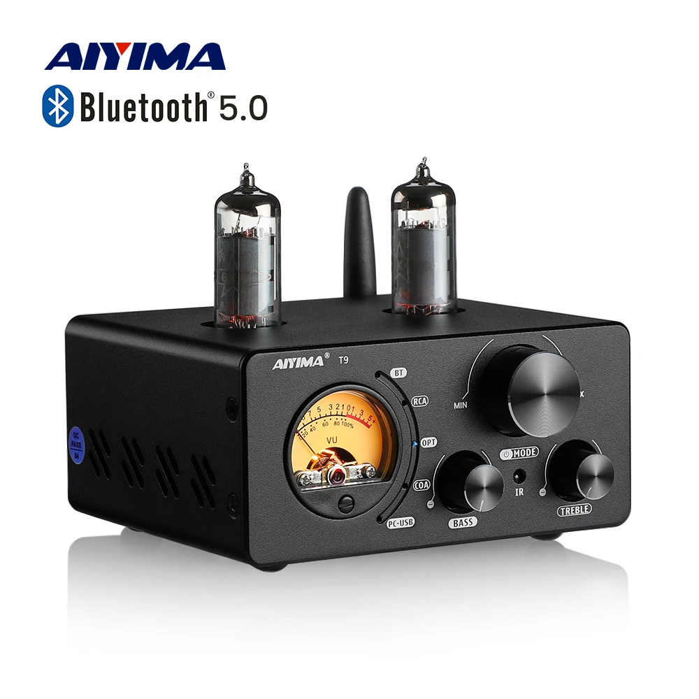 Amplificador de Áudio AIYIMA T9 Bluetooth 5.0 com Tubo de Vácuo, Receptor Estéreo USB DAC, HiFi para Casa, Amplificador Digital com Medidor VU 100W Amplificador de Áudio AIYIMA T9 Bluetooth 5.0 com Tubo de Vácuo, Receptor Estéreo USB DAC, HiFi para Casa, Amplificador Digital com Medidor VU 100W