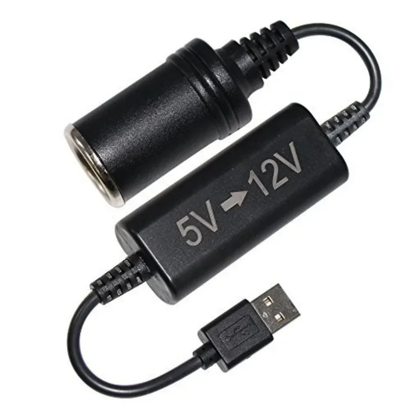 Isqueiro do carro soquete transformador do cabo de alimentação, Wired Auto Boost Converter Adapter, Fontes de alimentação, 5V USB Port para 12V