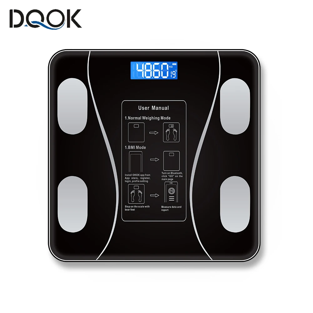 Balança de gordura corporal inteligente, sem fio, digital, para banheiro, analisador de composição corporal com aplicativo de smartphone, compatível com bluetooth