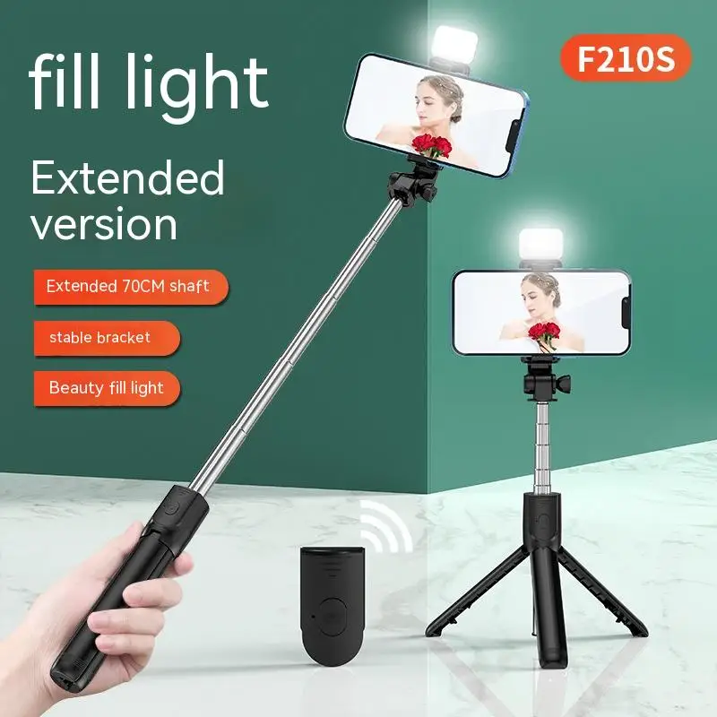 Tripé Portátil Tudo em Um para iPhone, Bastão de Selfie com Luz de Preenchimento, Suporte Extensível para Celular para Transmissão ao Vivo com Controle Remoto Bluetooth