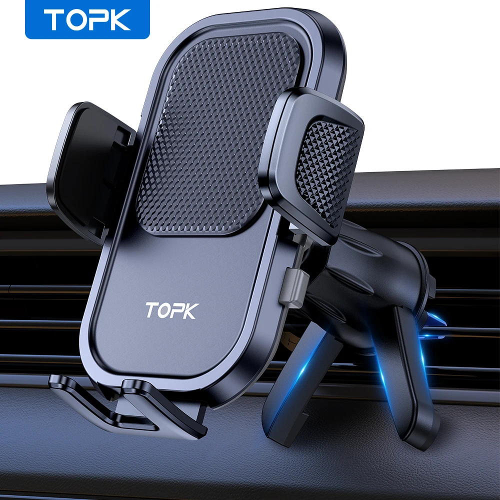 TOPK Suporte universal para telefone para carro Suporte para carro por gravidade para telefone no carro Suporte para smartphone com clipe para ventilação de ar
