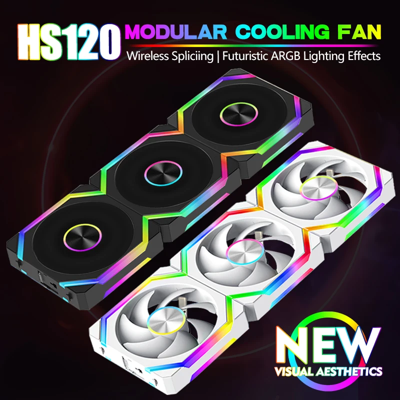 Jumpeak hs120 halo argb ventilador de refrigeração 360mm 240mm modular empilhável emenda 120mm rgb ventiladores kit para jogos pc caso refrigerador de água