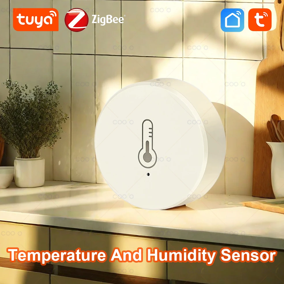 Sensor de temperatura e umidade Tuya Zigbee, higrômetro doméstico inteligente, funciona com Smart Life Alexa Google Assistant
