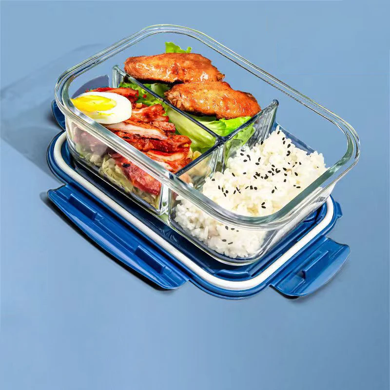 Novo estilo lancheira de vidro 1050ml microondas bento caixa de armazenamento de alimentos escola recipientes de alimentos compartimento Novo estilo lancheira de vidro 1050ml microondas bento caixa de armazenamento de alimentos escola recipientes de alimentos compartimento