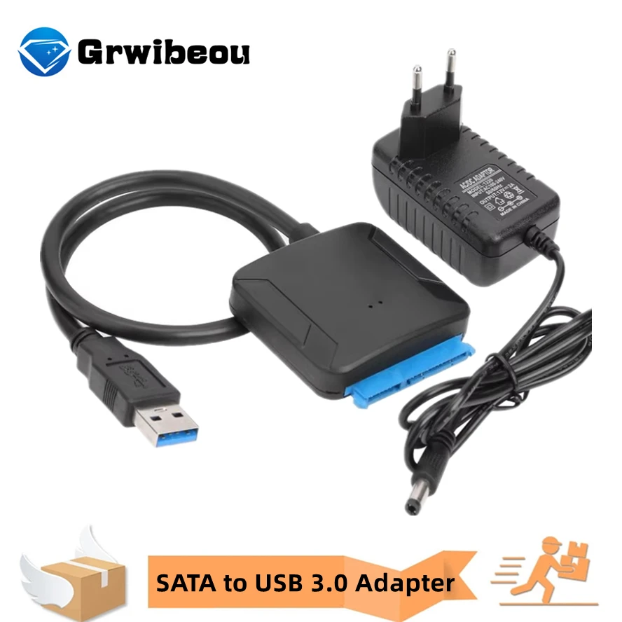 Usb 3.0 para cabo sata iii conversor de adaptador de disco rígido para 2.5 "3.5" ssd hdd disco rígido com adaptador de alimentação 12v/2a