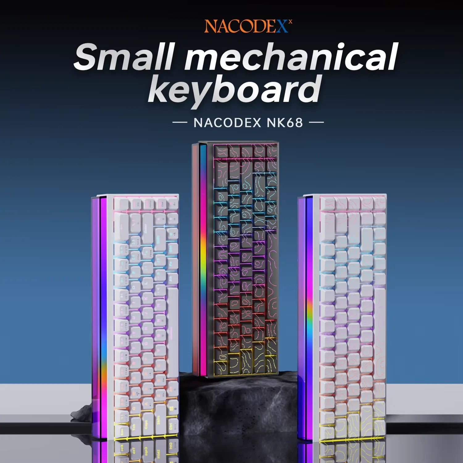 Teclado Mecânico AJAZZ NK68-68% com Fio, com Iluminação RGB e Hot-Swappable – Teclado Gamer