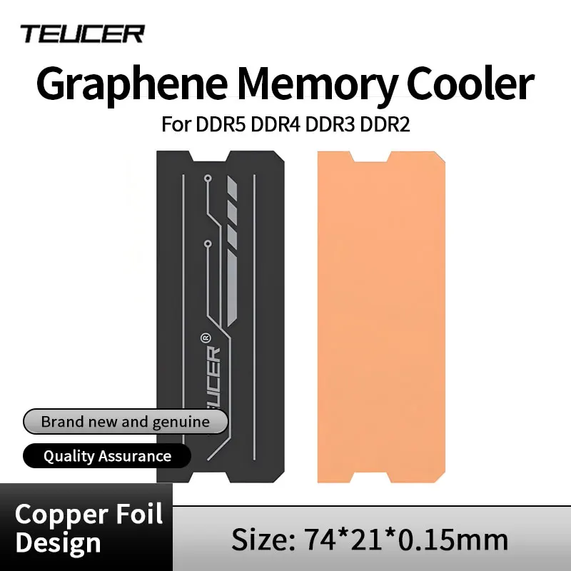 Teucer grafeno laptop ram dissipador de calor, grafeno de camada dupla e folha de cobre design radiador de memória para ddr5 ddr4 ddr3 ddr2
