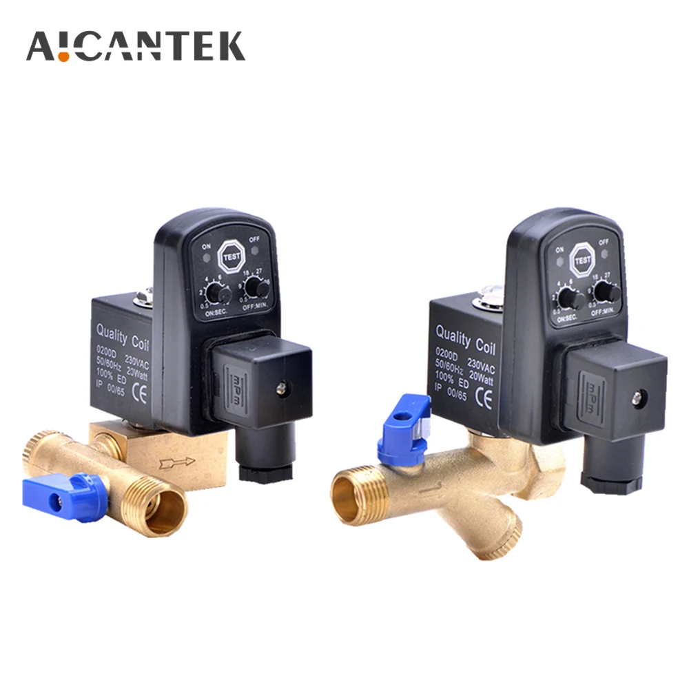 Válvula de drenagem eletrônica 1/2 dn15, filtro de compressor de ar, tanque de armazenamento a seco, temporizador elétrico, controlador de água automático, 220v/24v/110v