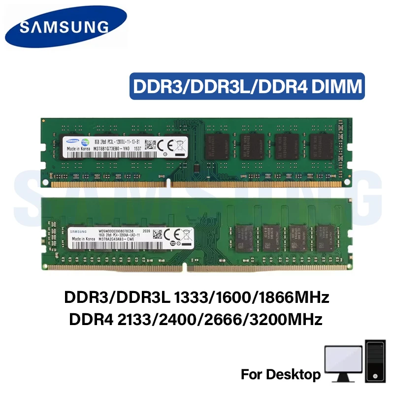 SAMSUNG Memória Ram 4GB 8GB 16GB DDR3 1066 1333 1600 1866MHz DDR4 2133 2400 2666 3200MHz Desktop Ram de alto desempenho