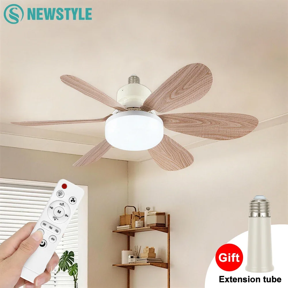 E26 e27 base de uso doméstico led ventilador de teto luz sem fio remoto inteligente ventilador luz 42cm 52cm ventilador de teto para sala escritório estudo cozinha