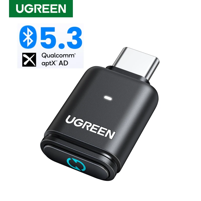 Ugreen usb c tipo-c bluetooth 5.3 transmissor aptx hd ad adaptador de áudio para pc ps5 ps4 nintendo switch fone de ouvido alto-falante microfone