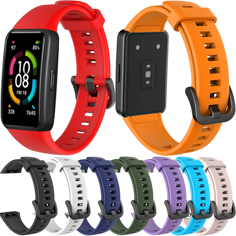 Pulseira para Huawei Band 6, bracelete macio, pulseira esportiva, fivela, pulseira de relógio para Huawei Honor 7 6, smartwatch, acessórios de cinto.