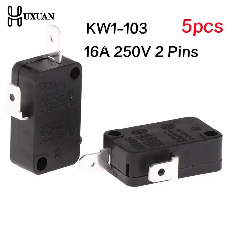 Kw1-103 microondas porta micro interruptor para máquina de lavar roupa, panela de arroz, 2 pinos, normalmente perto, 16a, 250v, 5pcs Kw1-103 microondas porta micro interruptor para máquina de lavar roupa, panela de arroz, 2 pinos, normalmente perto, 16a, 250v, 5pcs