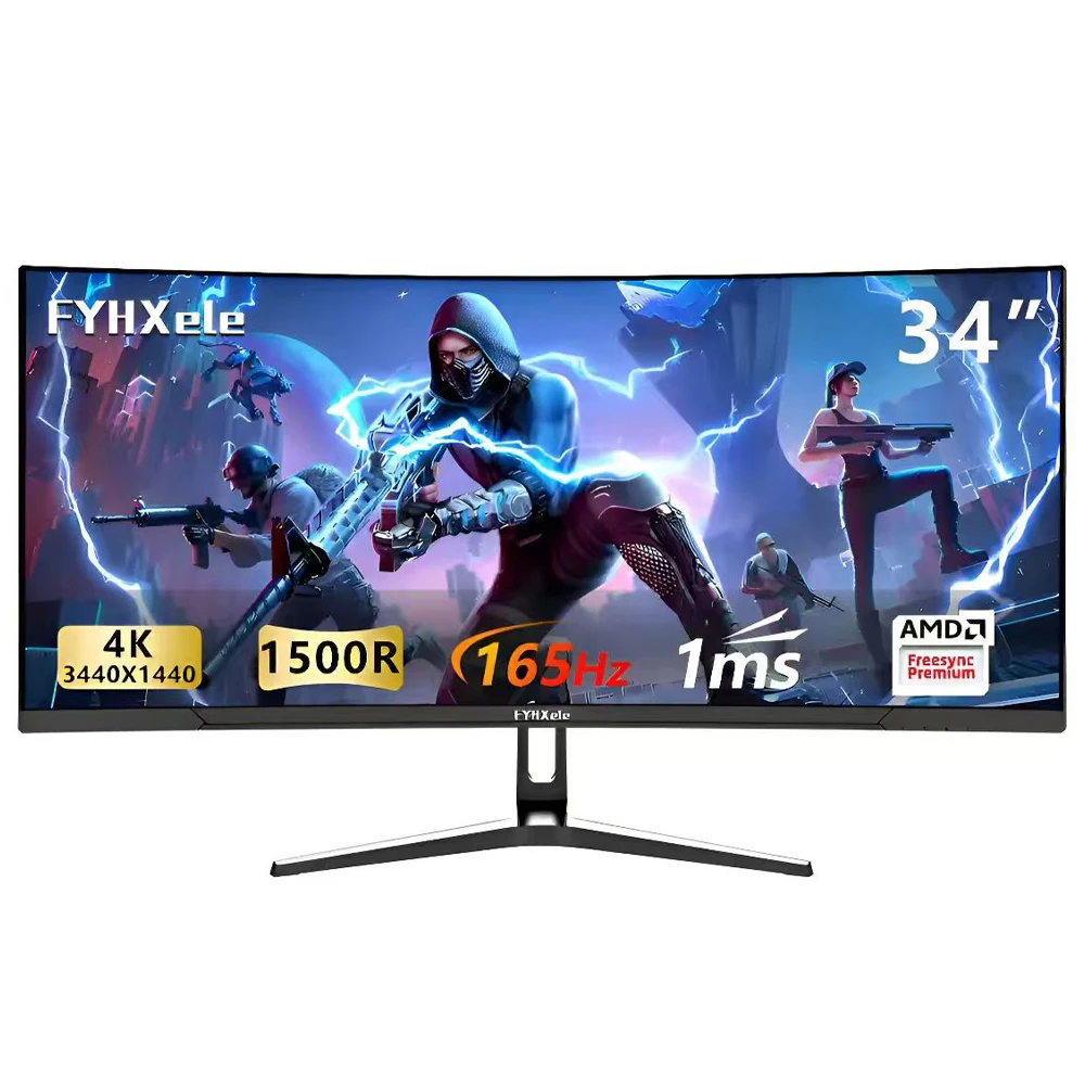 34 Polegada monitor 165hz va wqhd desktop ampla exibição 21:9 led gamer tela do computador 1500r curvado dp/3440*1440