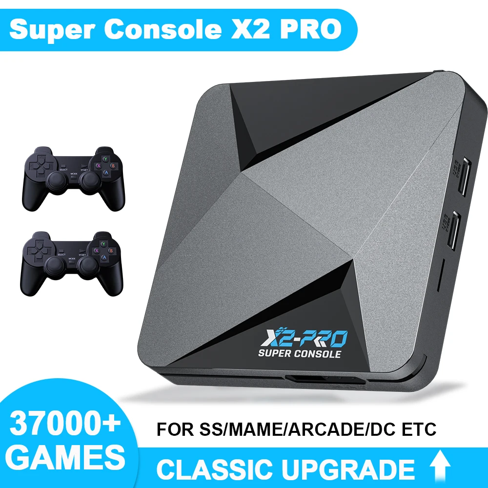Console de Videogame Retro KINHANK Super Console X2 Pro com 37.000 Jogos para PS1/DC/MAME/SS com Controle, Caixa de Jogo para Presente Infantil Console de Videogame Retro KINHANK Super Console X2 Pro com 37.000 Jogos para PS1/DC/MAME/SS com Controle, Caixa de Jogo para Presente Infantil