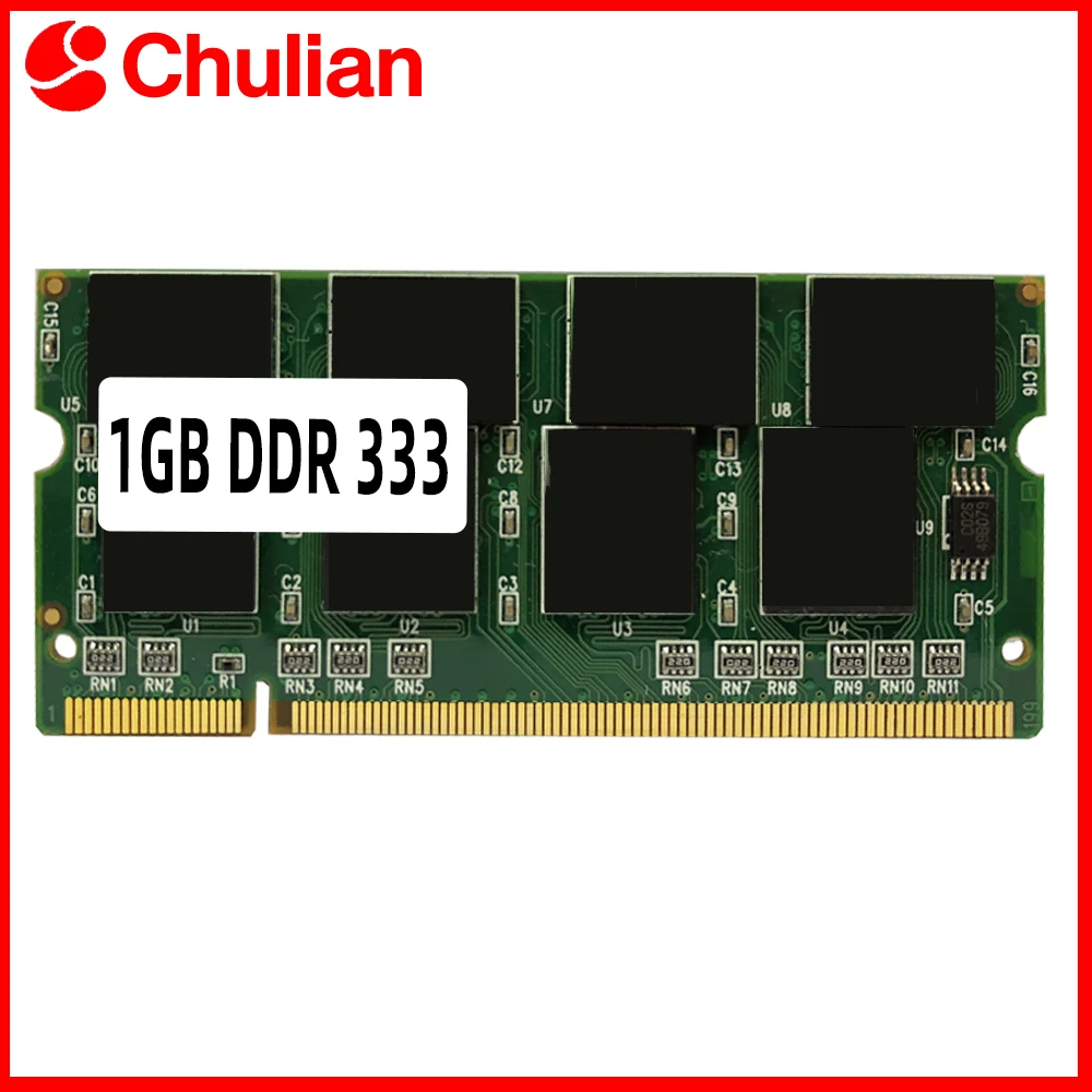 Memória Sodimm para Notebook, Memória RAM PC2700 DDR 333MHz 200PIN DDR1, 1GB de Memória para CPU Intel ou AMD