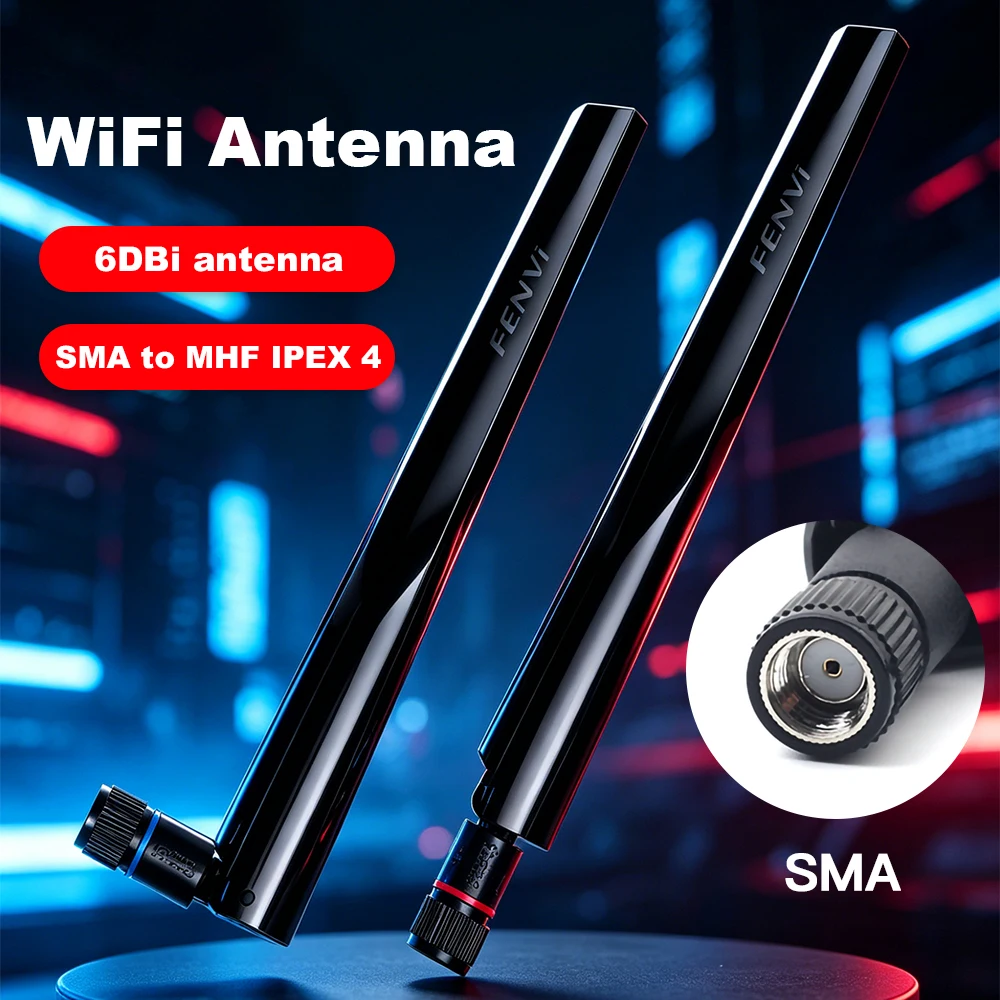 Antena WiFi FENVI 6DBi Dual Band 2.4GHz/5.8GHz com Conector RP-SMA para Adaptador de Cartão M.2 Mini PCI-E Roteador de Rede Sem Fio